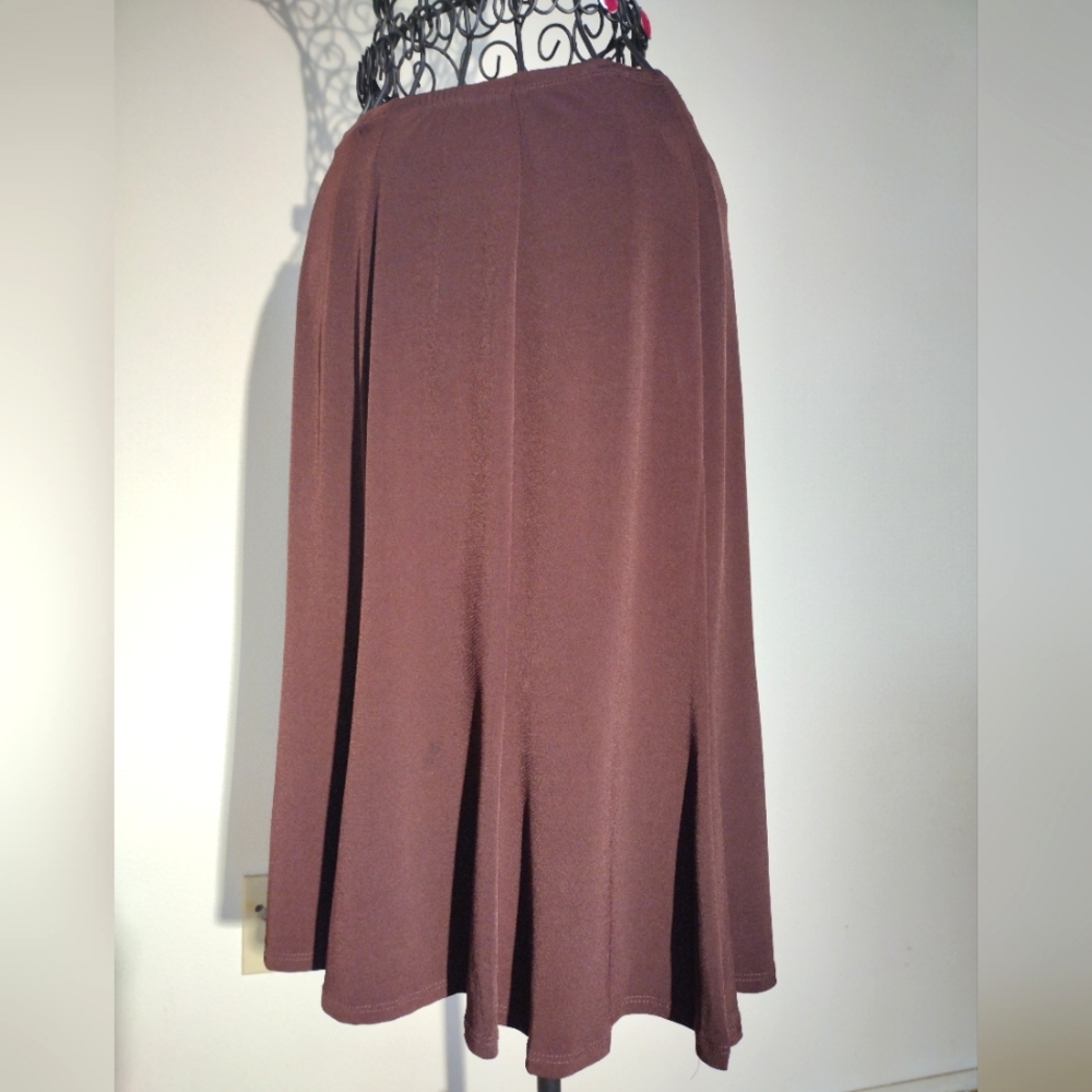 Bay Studio A-line Flare Elastic Waistband Chocolate Brown Skirt Size PM - Picture 8 of 10